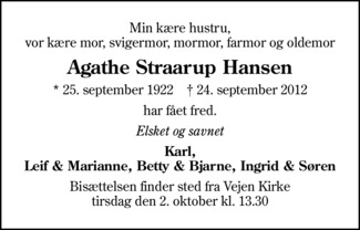 Agathe Straarup Welling.