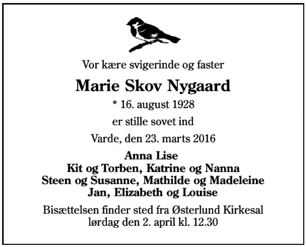 Marie Skov Nygaard 1928-2016