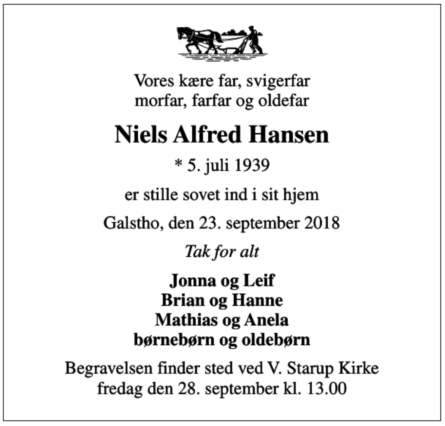 Niels Alfred Hansen - 1939-2018