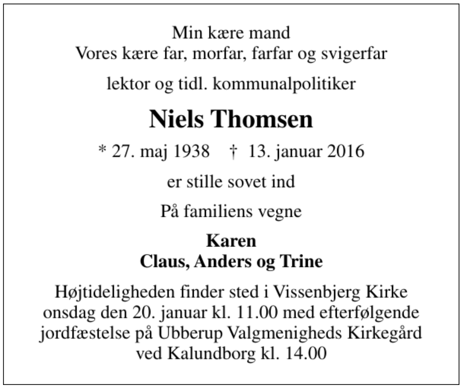 Niels Thomsen - 1938-2016