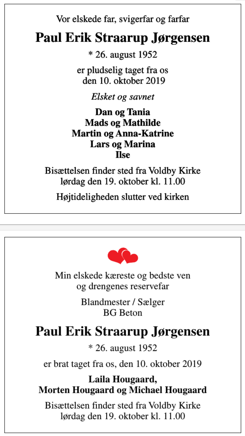 Paul Erik Straarup Jørgensen - 1952-2019