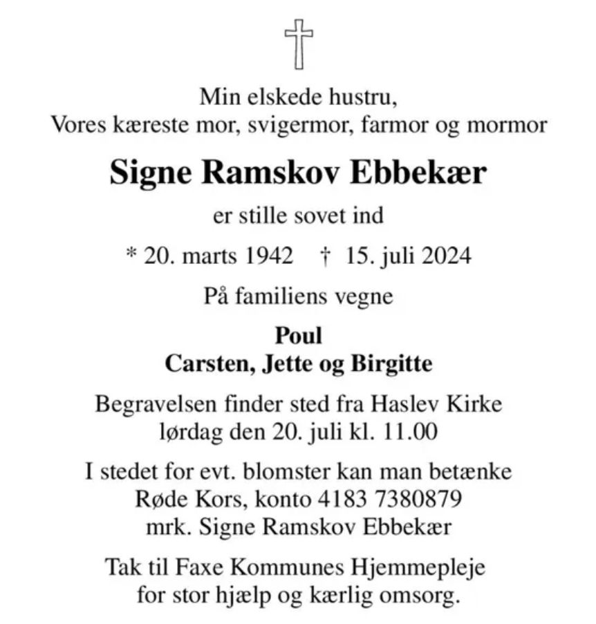 Signe Ramskov Hansen 1942-2024.