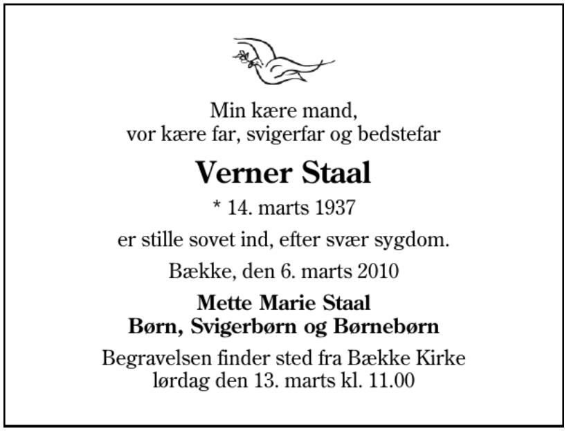 Verner Staal - 1937-2010