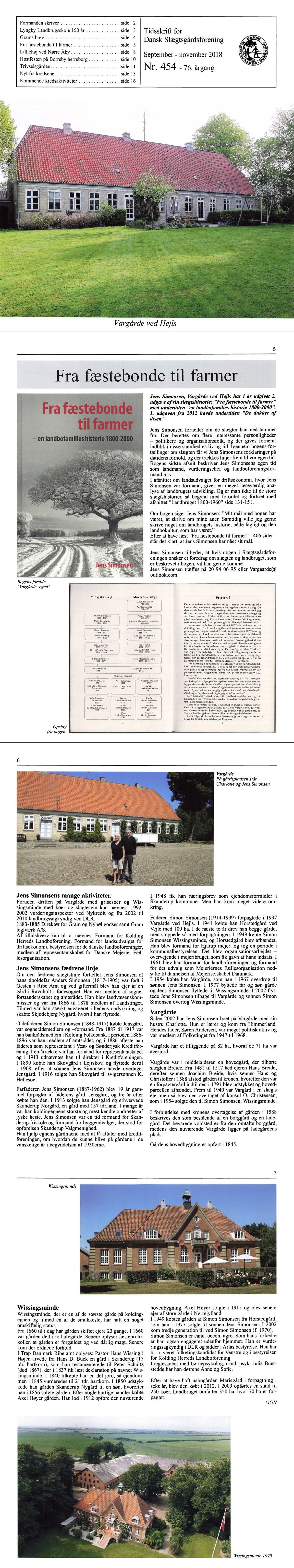 Jens Simonsens 2 udgivelse af bogen "Fra Fæstebonde til Farmer" med undertitlen "en landbofamilies historie 1800 - 2000".