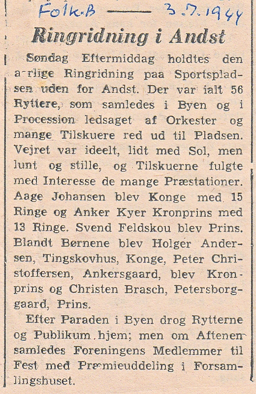 Aage bliver ringridderkonge i Andst.